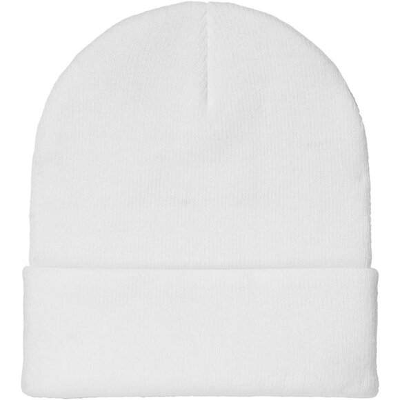 Men's White Comfortable Breathable Soft Beanie Knit Slouchy Winter Skull Hats - Picture 1 of 6